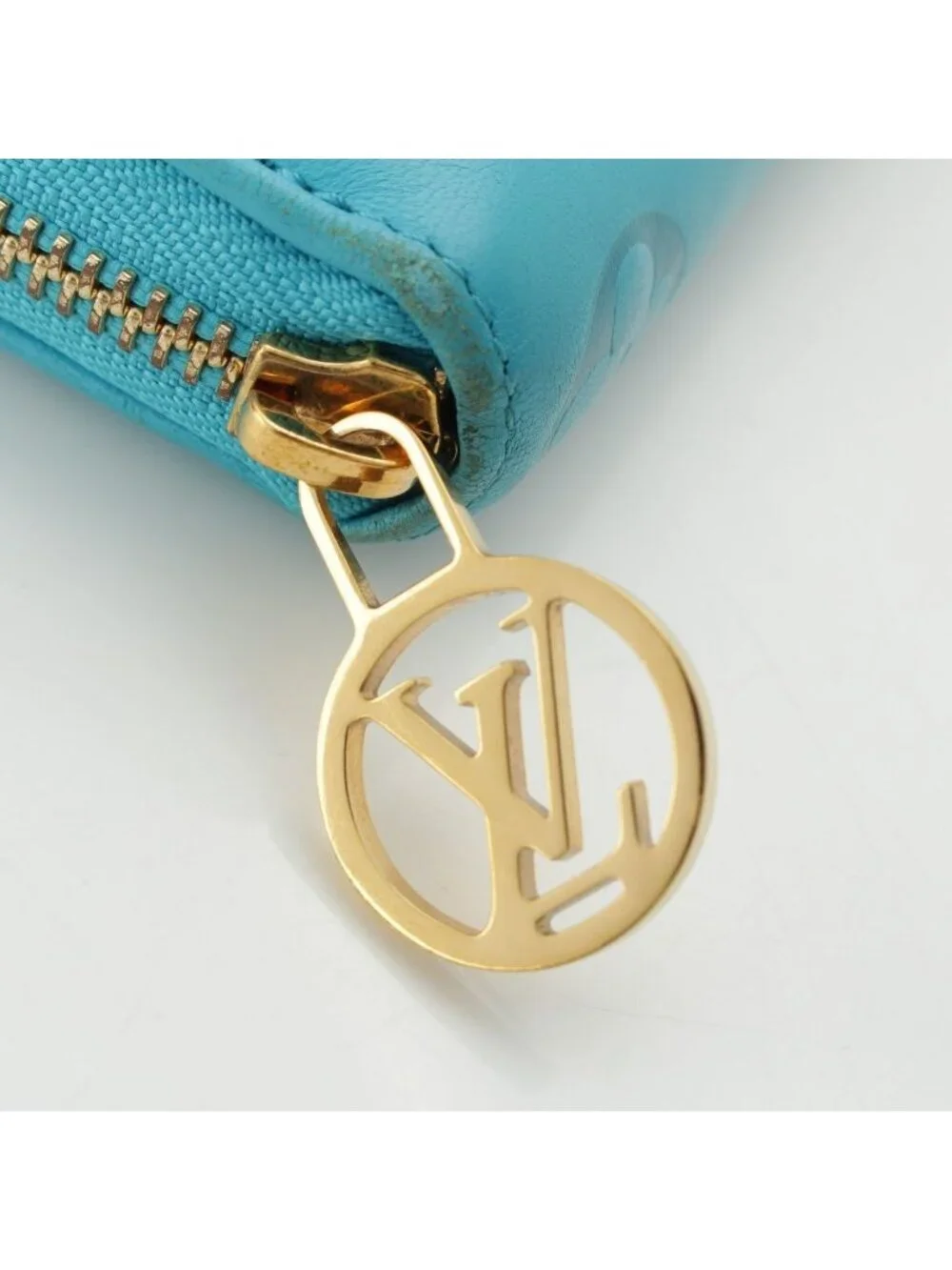 Louis Vuitton Coussin Zippy Monogram Leather Wallet Turquoise Blue